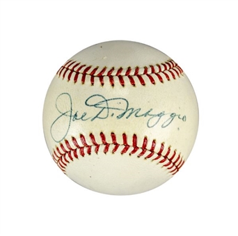 Joe DiMaggio Single-Signed Official American League Cronin Baseball - 60s Era Signed